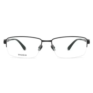Kualitas Tinggi Stok Bermerek Bingkai Setengah Rim Titanium Bingkai Kacamata Optik untuk Pria