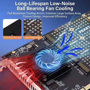 Tarjeta de expansión PCle 3.0 Quad M.2 NVMe, interfaz PCIe 3.0, admite transferencia de datos de alta velocidad para un rendimiento del sistema mejorado. Quad - Product Image 5