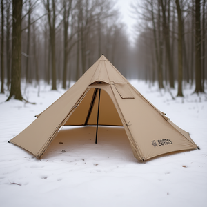 เต็นท์แคมป์ปิ้งผ้าใบขนาด S ยี่ห้อ Carpal Coting สำหรับ 2 คน กันน้ำ ใช้ได้ 4 ฤดู เต็นท์สำหรับแบกเป้เดินป่ากลางแจ้ง แบบสามเหลี่ยม พร้อมสมอบกแบบตัววี - Product Image 2