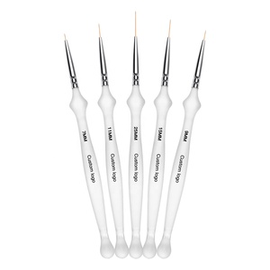 Fuumuui-Juego de pinceles para manicura, Set de 5 pinceles para pulir <span class=keywords><strong>uñas</strong></span> con mango acrílico transparente mate personalizado, delineador fino para pintura artística, <span class=keywords><strong>2021</strong></span> - Product Image 1