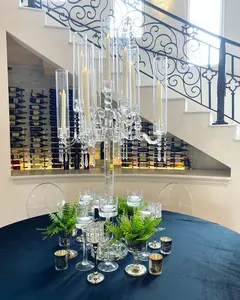 꽃집 공급자 결혼식을 위한 키 큰 유리제 기둥 실린더 촛대 훈장