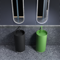 Lavabo suspendu moderne HONGDEC en acier inoxydable 304 brossé, lavabo colonne pour salle de bain