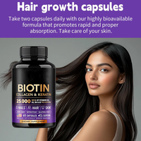 Kapsul Biotin Kolagen Keratin OEM 25000 MCG untuk Dewasa, Mendukung Kesehatan Rambut, Kulit, dan Kuku, 60 Kapsul, Suplemen Makanan