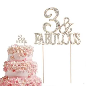 Aangepaste Sprankelende Strass Nummer 3 5 Cake Topper Voor 3e Verjaardag Of Jubileum Feestartikelen Decoratie