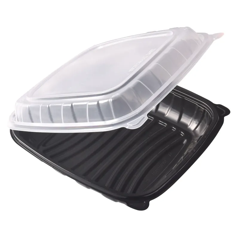 Factory Supply PP Microwavable Anti-fog Double Color Boxes Clamshell Disposable Togo Plastic Lunch Food Container with Hinged Li