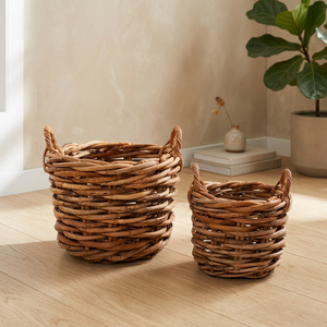 Handled Wicker Storage Laundry <b>Basket</b> Made of Rattan CL Weaving Without <b>Plastic</b> Lining Inside and Lid From Indonesia - Product Image 2