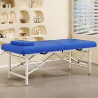 Avec table de massage pliable en métal en cuir synthétique Hôtel Sober Portable en alliage d'aluminium Salon de beauté Lit à cils Lit spécial Spa
