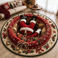 Tapis de Noël en velours cristal, effet 3D, résistant aux plis, tapis de sol pour les fêtes