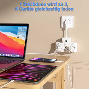 Sạc nhanh đa ổ cắm EU cắm điện dải 3 AC Outlet đa mở rộng dây điện ổ cắm điện với 3 USB và 1type-c - Product Image 5