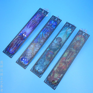 Marcapáginas de Acero Inoxidable con Diseño Hueco de 90x30mm, Impresión UV de Anime, Marco de Resina Transparente, Papelería - Product Image 3