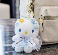 Porte-clés en peluche chat bleu avec nœud, 4 pouces, super doux, en coton PP, jouet en peluche de haute qualité