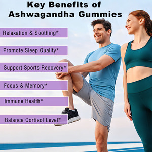 Hot Sale Ashwagandha Gummies Helps Relaxation and Improve Sleep Quality Natural <b>Herbal</b> <b>Supplements</b> Gummies - Product Image 6