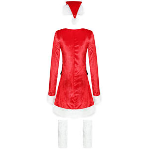Costume de jour de noël scène rouge à manches longues robe <span class=keywords><strong>cheveux</strong></span> longs robe de noël adulte femme Costume - Product Image 5