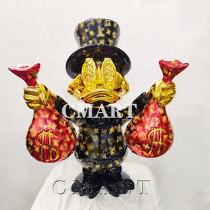 Escultura de Lujo Cromada de Scrooge McDuck, Escultura de Pato de Dos Botellas con Electroplacado Colorido, Figura de Dibujos Animados, Escultura Pop Art - Product Image 2