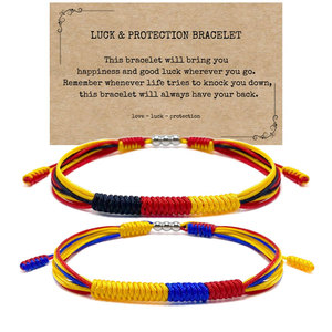 Pulsera de cuentas de plata de cadena colorida multicapa de moda cordón tejido hecho a mano ajustable España México Alemania EE. UU. Pulseras con bandera - Product Image 1