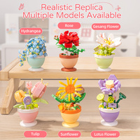 Bloques de Construcción de Plantas en Maceta con Diseño Floral, Ladrillos de Flores, Belleza y Romance a Alcance de Mano para Decoración de Escritorio