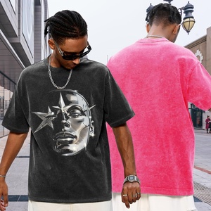 T-shirt décontracté surdimensionné à manches courtes pour homme, style vintage hip-hop streetwear, avec motif graphique, effet délavé, anti-plis et respirant - Product Image 5