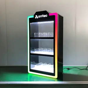 Custom Cigarette Optical Essential Oil Counter Top Display 3 Tiers Led Acrylic Display Stand