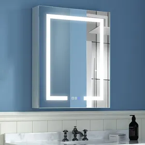Gabinete de espejo de pared moderno de baño de acero inoxidable personalizado para gabinete de Medicina de baño gabinete de espejo led