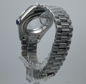 Steel band presidential <b>watch</b> <b>case</b> in gold and silver, 39mm solid stainless steel folding <b>watch</b> chain, <b>watch</b> accessory - Product Image 4