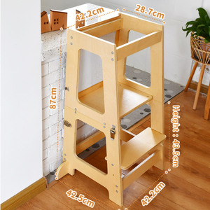 4 in 1 Standing Wood Montessori Learning Tower Kitchen & Dining Helper Stool with Chalkboard for Toddlers 1-5 Years - Product Image 4
