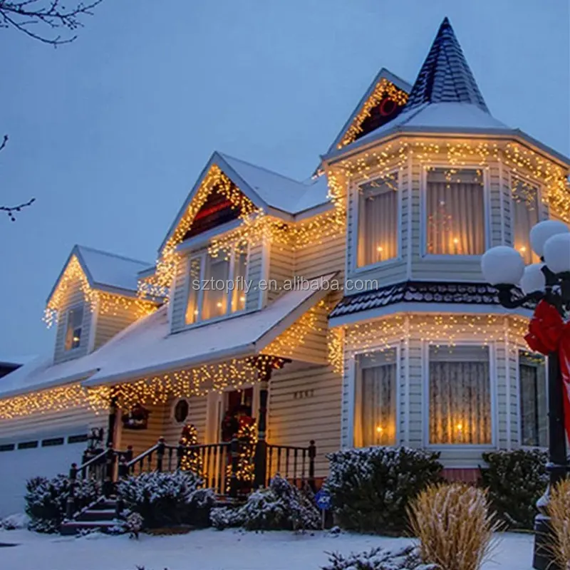 Weihnachten im Freien Urlaub Beleuchtung Girlande LED Eiszapfen Lichterkette für Haus dekoration