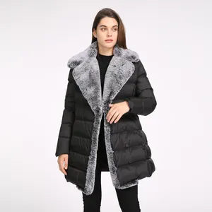 2022 Длинная женская куртка с воротником из искусственного меха большого размера и зимнее пуховое пальто для женщин
