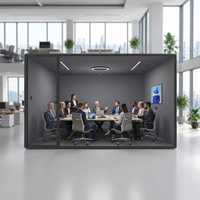 Cabine de bureau insonorisée acoustique, pod de conférence préfabriqué en verre, salle de réunion modulaire
