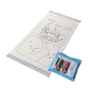 Set Tappetino da Preghiera per Bambini da Colorare, Tappeto Musulmano Ricolorabile con Pennarelli Atossici, Giocattolo Educativo Islamico, Regalo per il Ramadan - Product Image 2