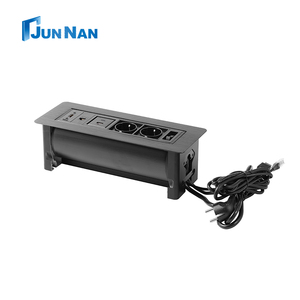<strong>Table</strong> Mount Black Electric Flipping <strong>Socket</strong> Electrical Conference <strong>Table</strong> USB Meeting <strong>Socket</strong> Compatible US AU UK Plug - Product Image 2