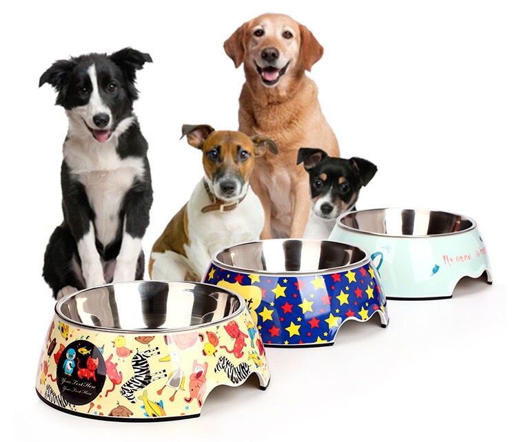 Wholesale Custom Double Wall Melamine dog bowl stainless steel with Non-slip Bottom dog food bowl