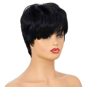 Pixie Cut Perruques Avec <span class=keywords><strong>Frange</strong></span> Bourgogne Couleur Perruques Mignon synthétique Court Rouge Layered Wavy Perruques Pour Les Femmes - Product Image 2
