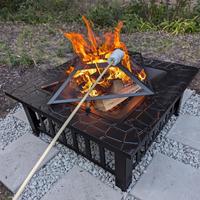 Table de foyer extérieur à bois avec barbecue intégré pour jardin