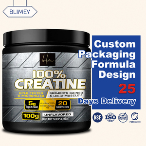 Créatine monohydrate en poudre OEM 200 Mesh pour la croissance musculaire et la gestion de l'énergie chez l'adulte, non destiné aux femmes enceintes, flacon de 100g - Product Image 1