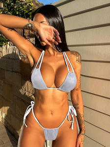 Nuovo Set Bikini Lusso 2026 in Tessuto Lucido Sexy, Due Pezzi Brasiliano, Costumi da Bagno Donna Ragazza, Abbigliamento da Spiaggia e Fitness - Product Image 1