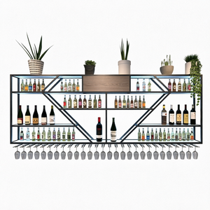 Étagère murale moderne en fer forgé pour exposition, 5 niveaux, lumineuse, facile à assembler, pour usage intérieur (bières, vins, restaurants) - Product Image 1