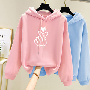 Sweat-shirt à capuche en polaire pour femme, manches longues, imprimé mignon sur la poitrine, printemps, automne, hiver - Product Image 4