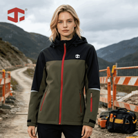 Veste de travail softshell 3 couches pour femme JIADE, imperméable, coupe-vent, respirante, à capuche, pour les travaux en entrepôt et en extérieur