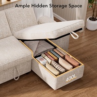 Sofá Cama en Forma de L de 82 Pulgadas con Respaldo Reclinable, Chaise Longue Reversible con Almacenamiento, Sofá de 3 Plazas para Sala de Estar |   Portavasos con Bolsillo Lateral |