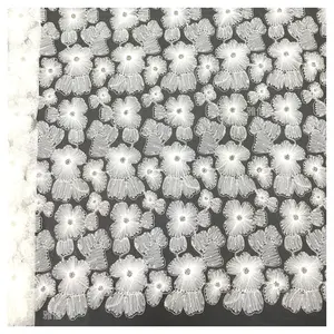 Beautiful Mesh Flower Embroidery Lace Fabric and Sequin 3D Beaded Lace Fabric New Nigeria Lace Fabric