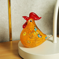 Miniature de coq en cristal jaune poli, écologique, sculptée à la main, personnalisable, soufflée à la bougie, décoration moderne pour la maison, Noël