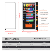 Máquina Expendedora Automática Combinada de Autoservicio Comercial AFEN, Nueva, para Refrigerios y Bebidas, Pantalla de 5 Pulgadas