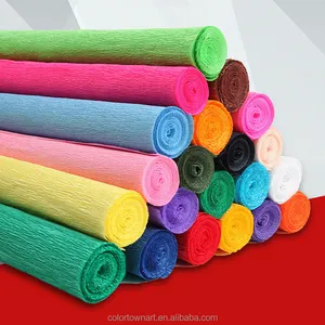 factory supply 50 * 250 cm colorful art craft crepe paper for handwork folding paper flower packaging Christmas decoration paper