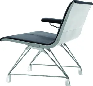 鸿基H60C-2候车椅真皮办公室候车室座椅配黑色真皮高级座椅