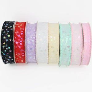 4cm Lattice Laser Small Flower Hair Accessories Auxiliary Materials <b>Ribbon</b> DIY Handmade Gift Border Lattice <b>Ribbon</b> DIY Handmade - Product Image 2