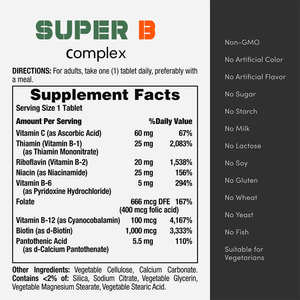 सुपर बी मल्टीविटामिन सी और फोलिक एसिड प्रतिरक्षा ऊर्जा वयस्कों के लिए गर्म बिक्री ओम/गंध 150 टैबलेट - Product Image 3
