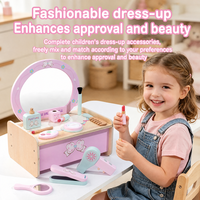 Table de maquillage en bois pour enfants, jeu d'imitation, salon de beauté, jouet de maquillage, jeu de rôle, motricité fine, jouet éducatif Montessori, cadeau pour filles