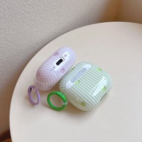 Étui Chic à Rayures pour AirPods 5 Pro 2, Air Pods 2 3, Housse Souple Tendance à Pois Mignonne et Adorable avec Sangle pour Écouteurs AirPods Pro 3
