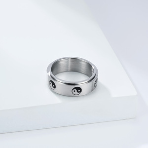 Chinese-style Taoist Tai Chi symbol yin-yang fish rotating <b>ring</b> for men, a Chinese-style tourist souvenir, <b>titanium</b> steel index - Product Image 4