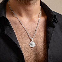 Collier Pendentif Boussole Viking en Acier Inoxydable pour Hommes, Bijou Vintage Nordique à Runes, Vente en Gros